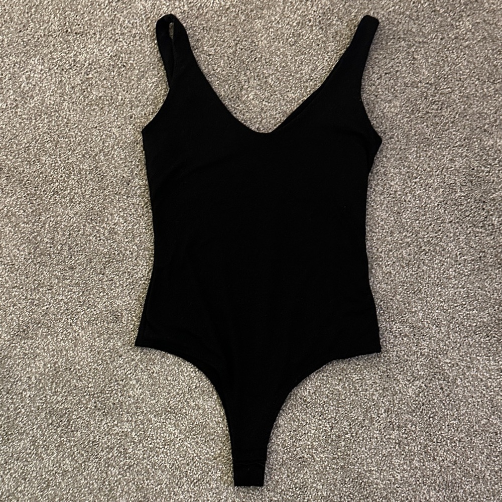 Sincerely Jules Black Ribbed V-Neck Tank Bodysuit